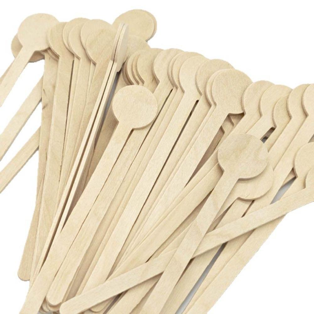 100 sztuk Drewniane Mieszadełka do Kawy Jednorazowe Patyczki do Mieszania Napojów Sklep z Napojami