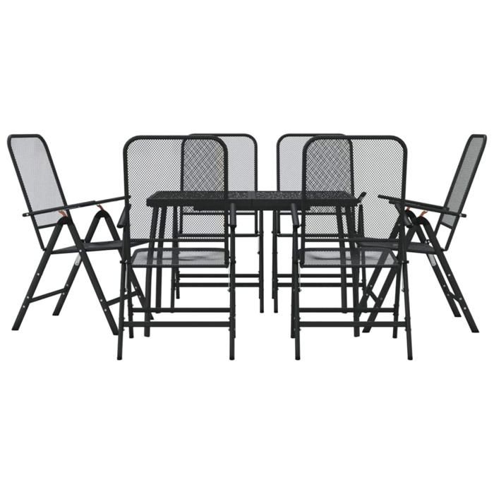 VidaXL 7-piece Garden Dining Set Anthracite Metal Mesh 3211821