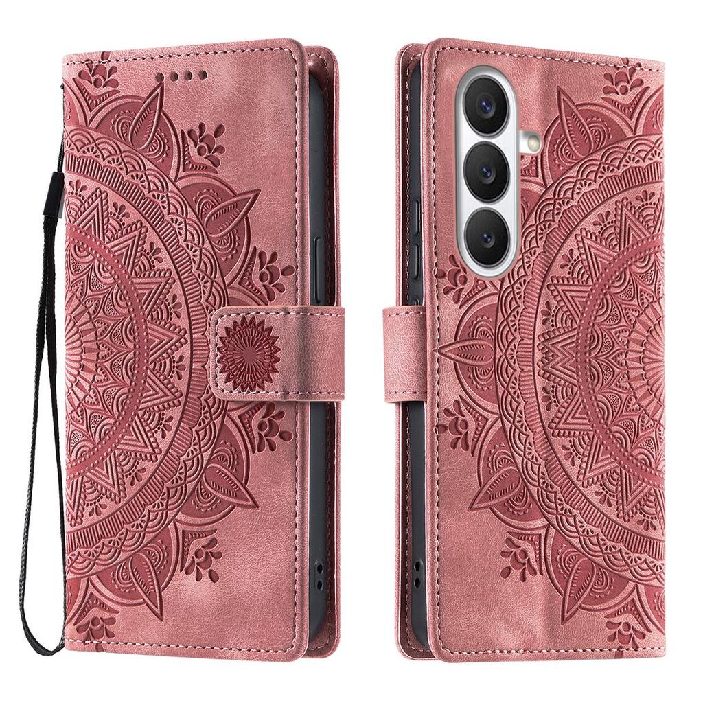 for Samsung Galaxy S26+,S25+,S25 Edge,S25 FE Mandala Embossed PU Leather Flip Wallet Phone Case