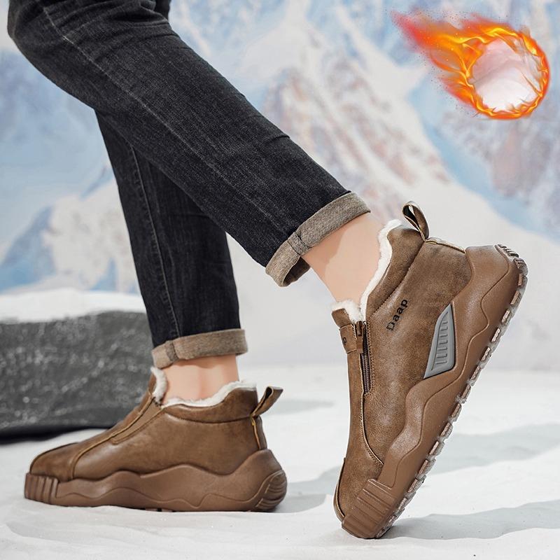 Winter Casual Boots Man  High Top Men's Platform Shoes Comfort  Warm Plush Sneakers Snow Boots
