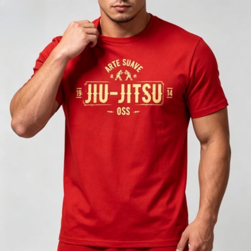 Soft Cotton Male Tshirt Classic Vintage Jiujitsu Pattern Bjj Lover Training Wear Comfort Oneck Basic Cotton Tee Top