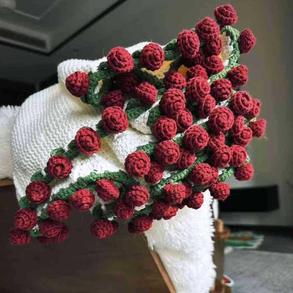 Crochet Rose Bouquet Blanket, DIY Handmade Rose Blanket, Soft And Lightweight Rose Bouquet Knitted Blanket, Perfect Gift For Mother's Day, Birthday