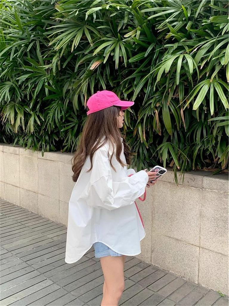 Women's High-End White Loose-Fit Shirt Jacket - Spring/Autumn 2026, Sun Protection Design