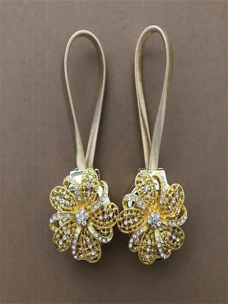 Magnetic Curtain Holdback Clips with Crystal Decor - Versatile Curtain Tieback Fasteners for Living Room, Office & Home Decor |
