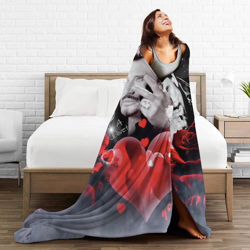 Rock Star Johnny Hallyday Blanket Quality Warm  Bedding Throws Winter Decorative Couch Chair Pattern Bedspread