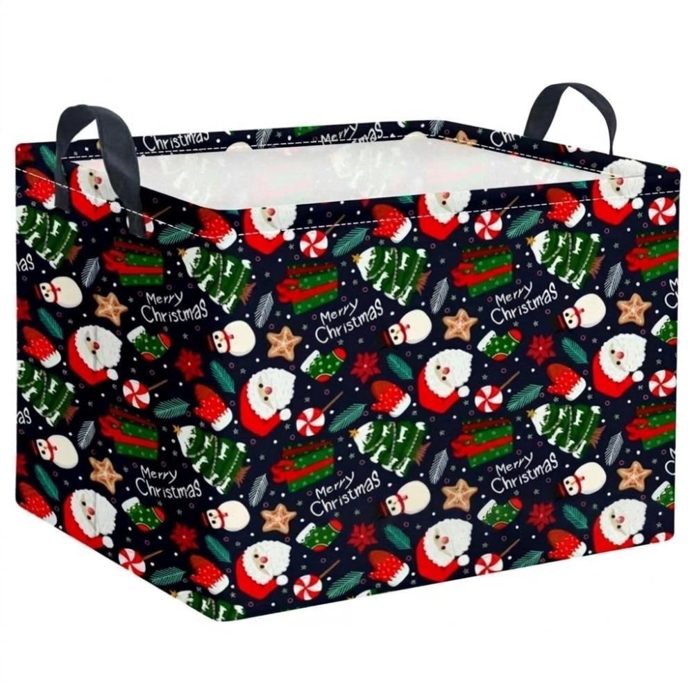 Large Capacity Christmas Storage Basket Cartoon Snowman Toys Organizer Box Laundry Hamper Closet
