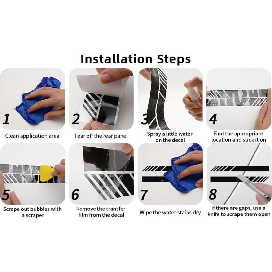 Bilisin Universal Vinyl Flame Graphics Car Body Side Sticker Racing Sports Stripe Decals Decoration For All Cars SUV Truck Off-Road Vehicles 2Pcs