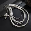 Punk Rock Cross-shaped Pearl Waist Chains Metal Pendant Pant Chain Waist Chain  For Women Man
