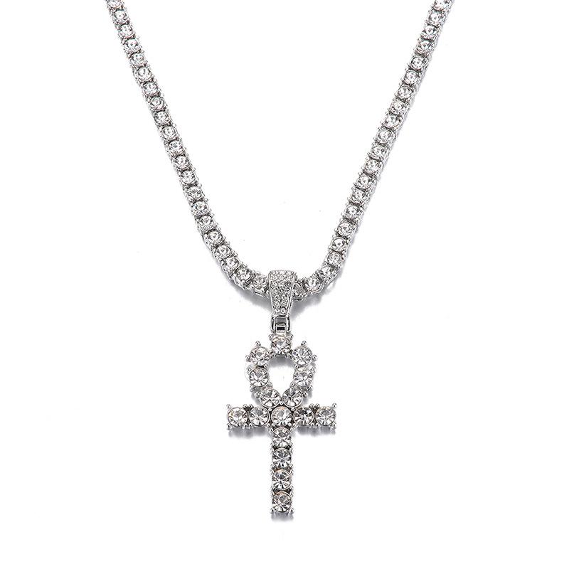 TEMU Creative Alloy Full Diamond Cross Necklace