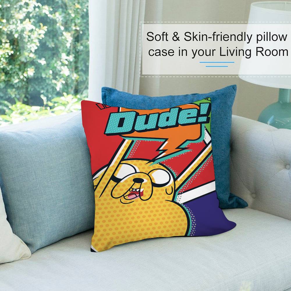 Anime A-Adventure Time Pillow Case Short Plush Double-sided Print Square Throw Pillow Covers Sofa Home Cushion Decor
