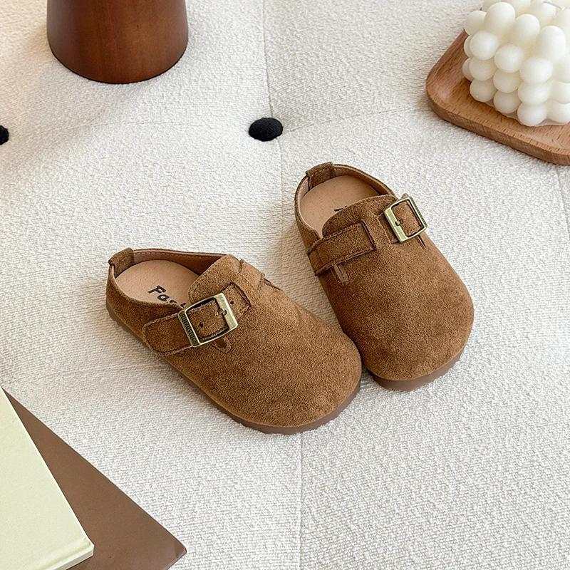 Mädchen Kork Clogs Schuhe Flach Geschlossene Zehen Dicke Sohle Hausschuhe für Kinder Outdoor Freizeit Junge Flache Hausschuhe Zapatos De Mujer