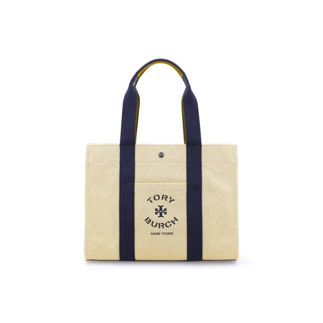 

Tory Burch Silver Buckle Logo Print Fabric Tote Bag Women Tote Bags Beige 146771-254 Basic Set (Bag+Dust Bag)