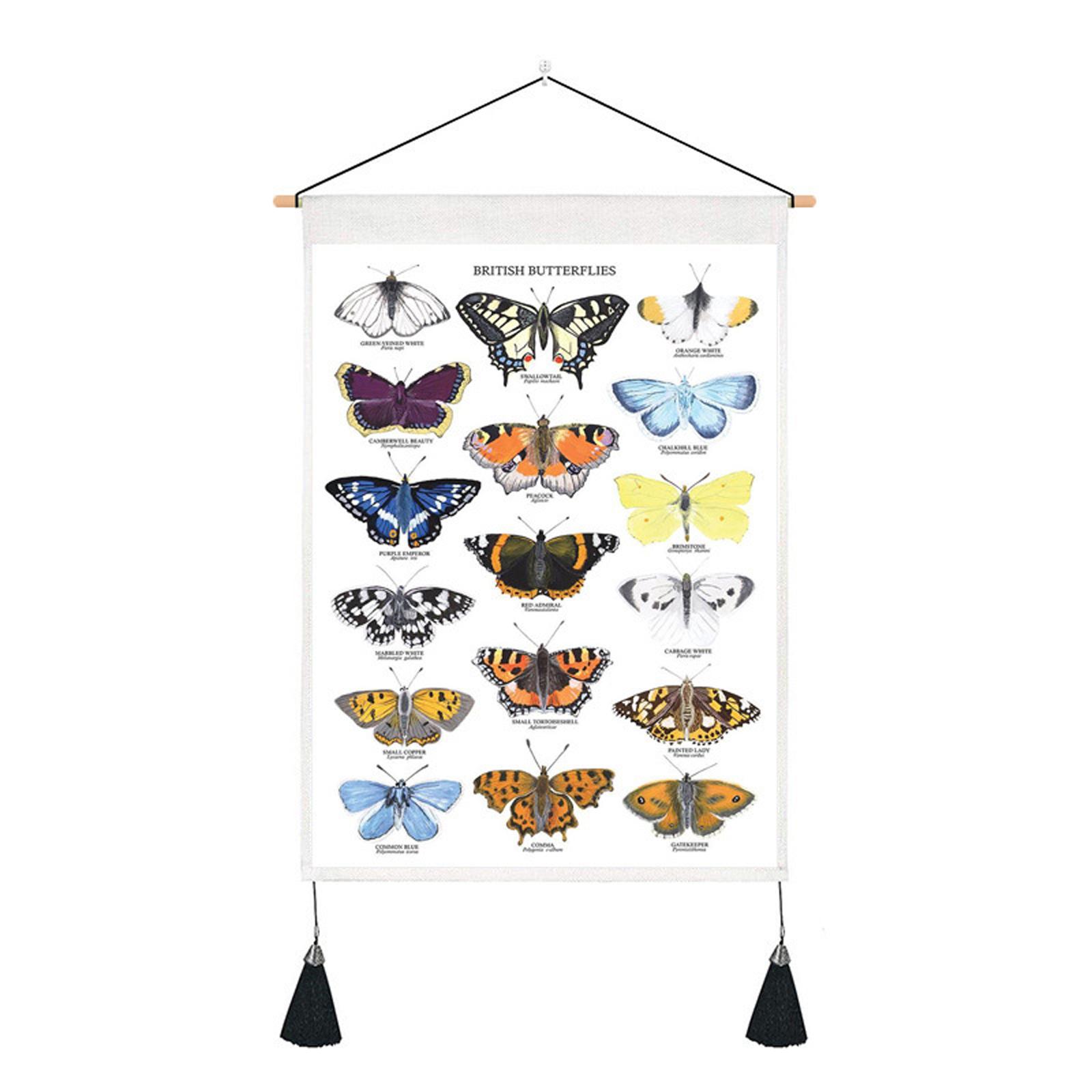 Butterfly Hanging Cloth Tapestry Poster Family Retro Wall Hanging Decorative Children s Cognitive Picture Guide Painting Type 1