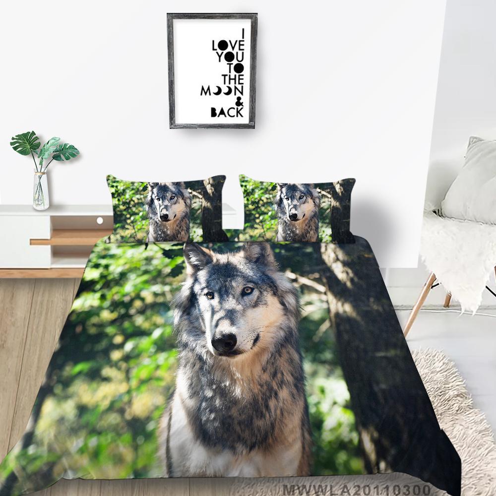 2023 New Style Comforter Cover Set 3D Wolf Printing Duvet Cover Animals Polyester Home Textiles Boys Girls Single Size Pillowcase