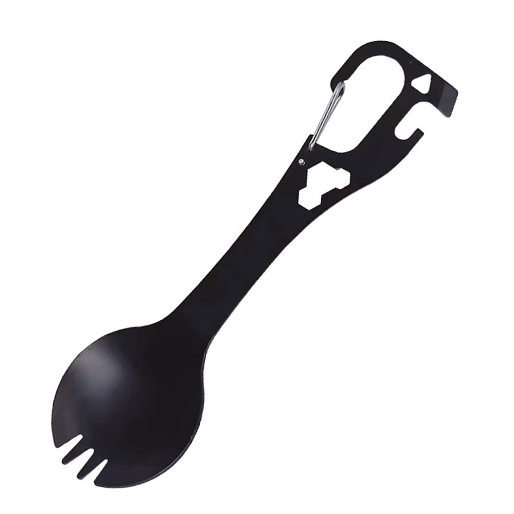 

Fork Spoon Tableware Outdoor Survival Tools Camping Multi-functional EDC Kit Practical Fork Spoon Bottle/Can Opener чёрный
