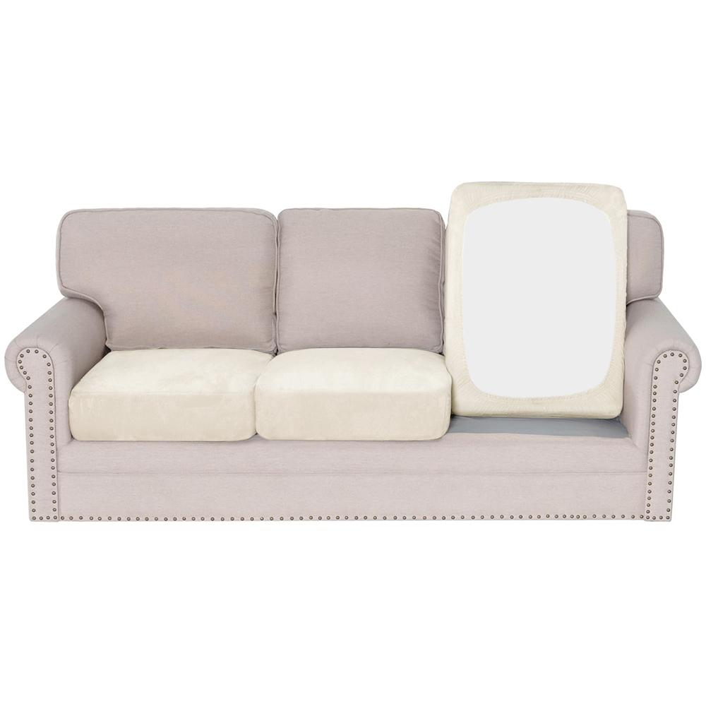 Simple Velvet Sofa Covers Super Soft Sofa Seat Cushion Covers Solid Living Room Stretch Sofa Couch Case Home Decor Washable Pets