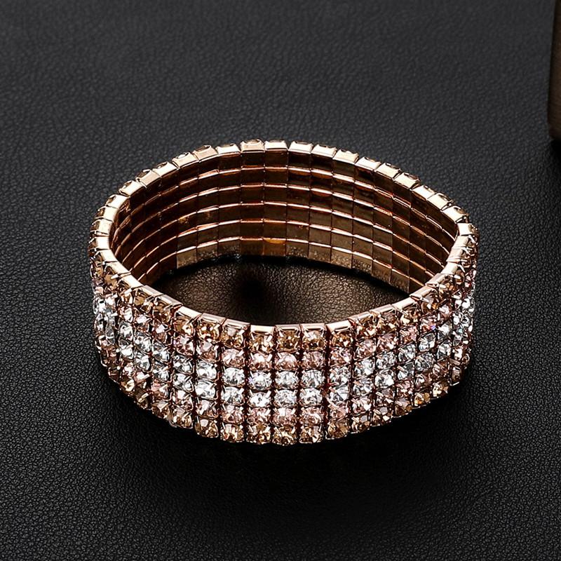 Multi-Row Rhinestone Bracelet Bride Multi-Layer Elastic Crystal Full Diamond Bracelet Women