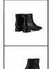 2025 Women's Soft Leather Mid-Heel Square Toe Boots with Velvet Lining for Autumn and Winter