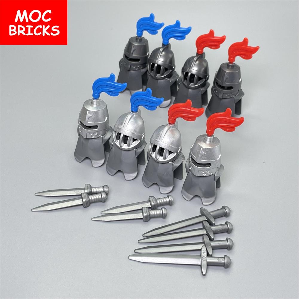 MOC Blocks Medieval Knights Rome Armour sword Soldiers Weapons Helmet Action Figure Learning Accessories Construction Block Toy