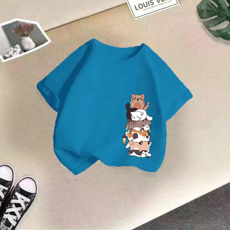 Dětské tričko s krátkým rukávem z čisté bavlny s roztomilými zvířecími potisky pro letní módu