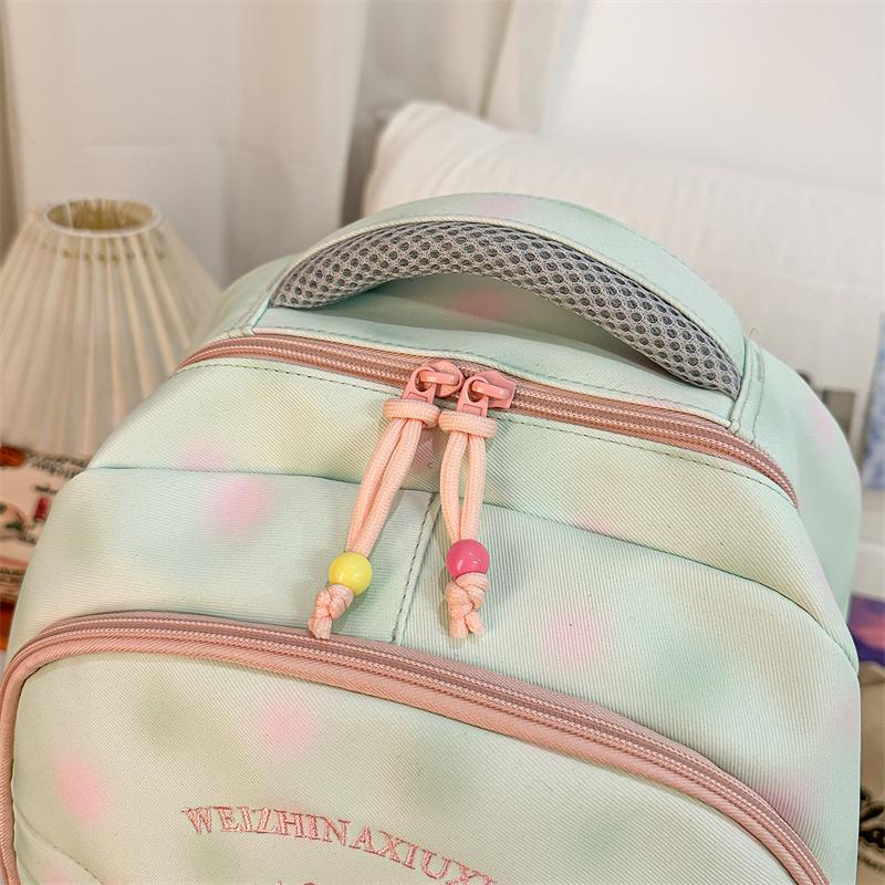 High School Students Lightweight Schoolbag Color Block Large Capacity Backpack