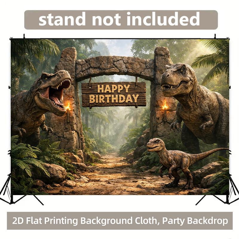 1 Stück 2D Hintergrundstoff Polyester-Hintergrundstoff für eine Geburtstagsparty in einer Dinosaurier-Dschungel-Geburtstagsparty-Banner