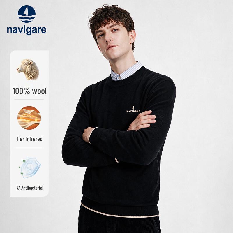 Navigare Men's Pure Wool Crew Neck Pullover Sweater
