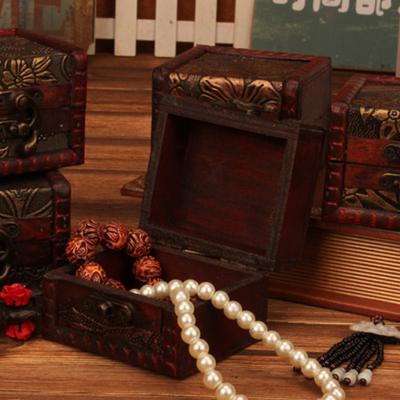 Exquisite European Vintage Wooden Small Storage Box Creative Badge Brooch Jewelry Box Imitate-Old Hand Made Tabletop Ornament
