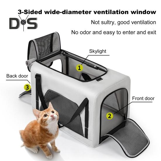 Wózek dla psa 4-kołowy wózek dla zwierząt z 360° obrotowym, chowanym uchwytem, wentylowana torba dla zwierząt, składany wózek dla psów i kotów