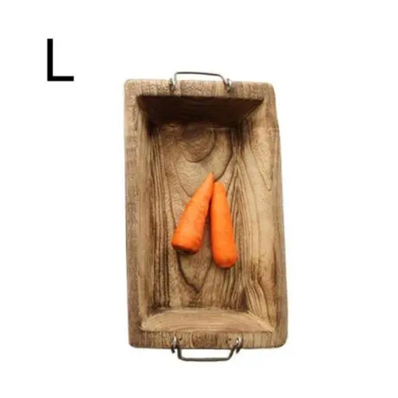 Log Tray Rectangular Wooden Tea Solid Wood Hotel Dinner Coffee Serving Dessert Bread Snack Fruit  Storage Decorative