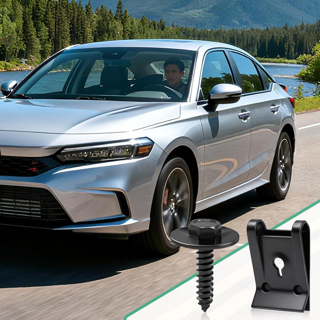 60 Pcs M4.2 Universal Fender Liner Screws and U-Nut Kit, Fender Screws & Automotive Body Screw Clips for Chevrolet Ford Buick Chrysler