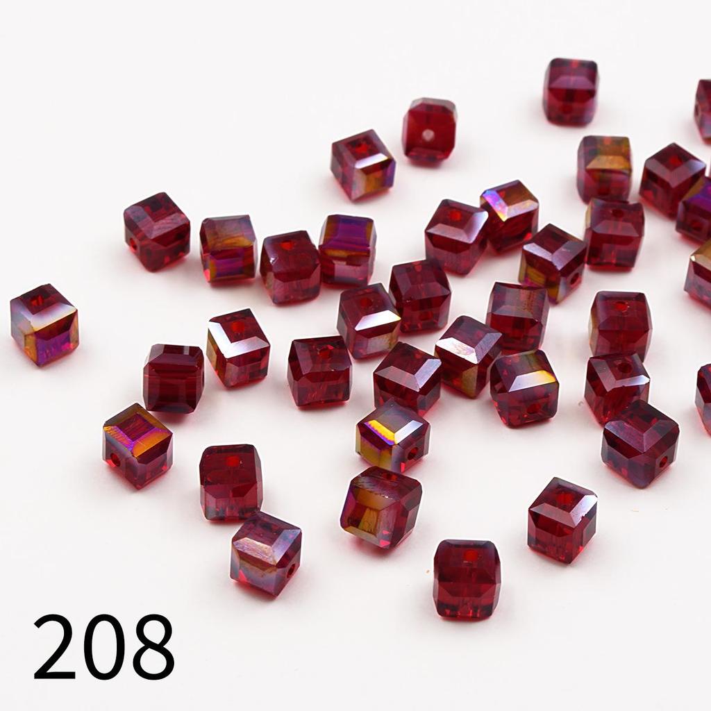 50pcs 8mm High Transparency Colorful Square Glass Beads for Phone Chain & Bracelet Making
