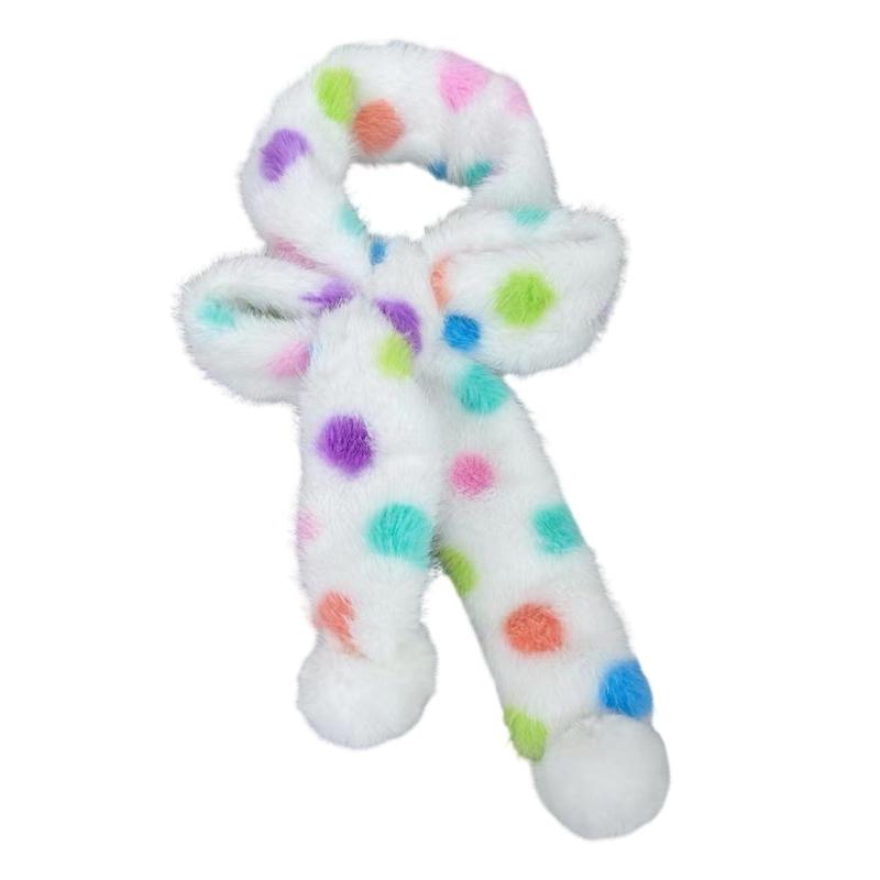 Мягкий Плюшевый Шарф Зимний Женский Шарф Цветной В Горошек Легкий Теплый Шарф-Шейка Для Чувствительной Кожи 1 белый