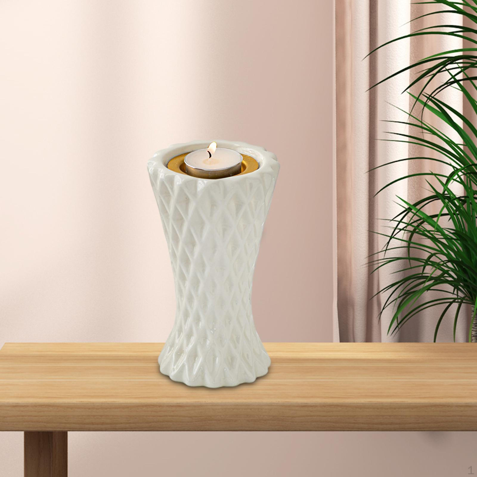 

Candle Holder Decorative Crafts Stand Candlestick for Fireplace Mantel, white