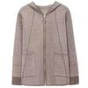 Mom's Spring & Autumn Hooded Wool Cardigan: 2025 Fashionable Short Knit Coat for Middle-Aged Women with Pockets.