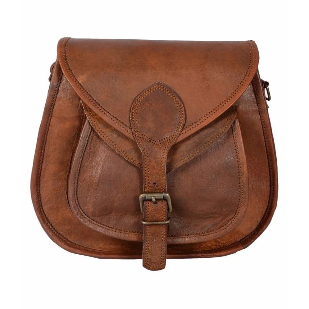 

Женская винтажная сумка через плечо из натуральной коричневой кожи через плечо 13 x 10 x 4 in