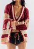 New Autumn/winter Hot-selling Knit Jackets, Plus-size Pocket Color-block Cardigan, Sweaters for Women