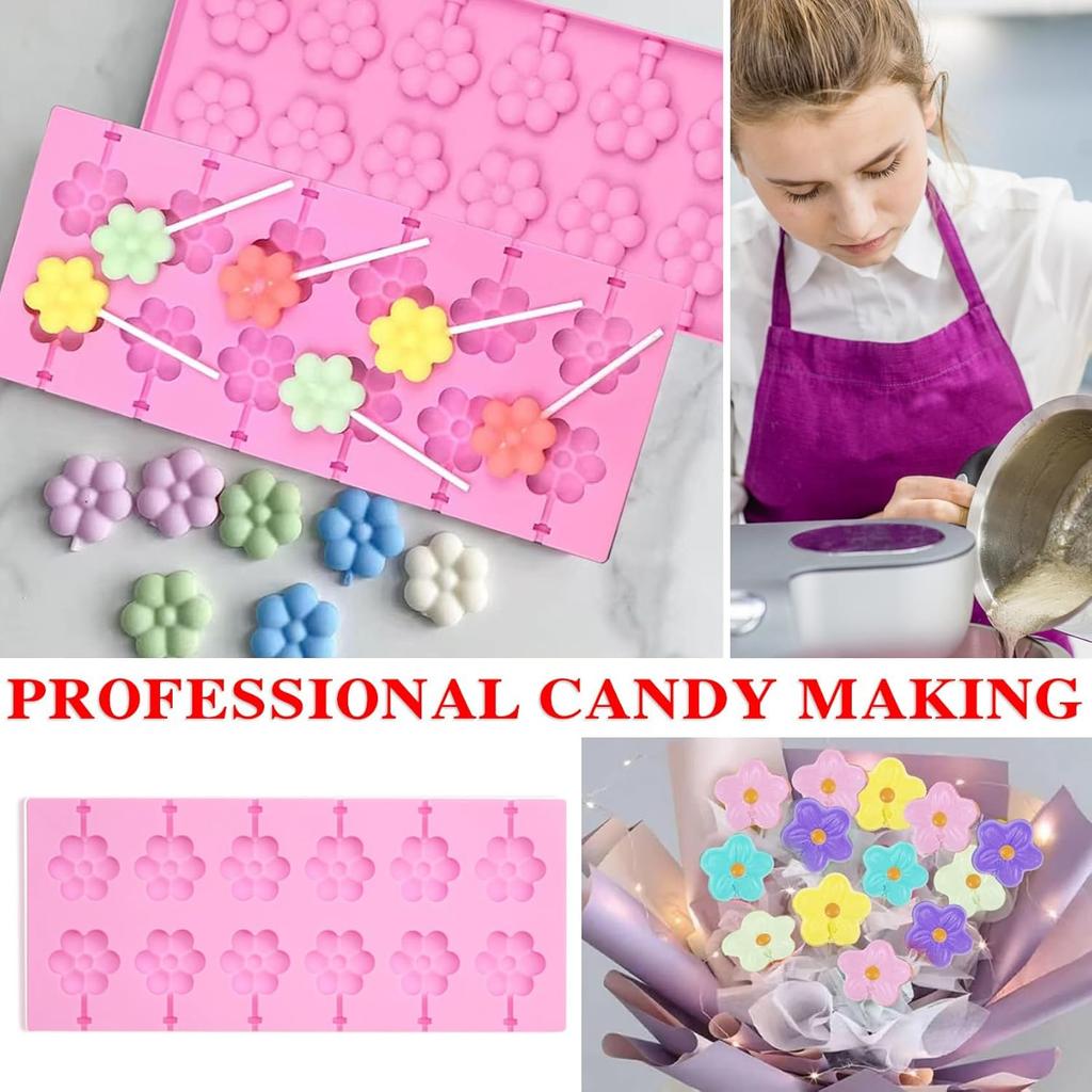 12 Hole Silicone Lollipop Molds Chocolate Candy Pop Fondant Mould Sugar Lolly Chocolate Cookie Candy Maker Party For Children