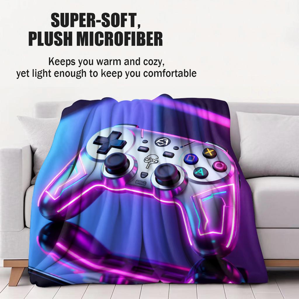 Chic High-end Vibe Game Controller Print Flannel Throw Blanket for Adult Quality Cozy Soft Warm Blanket for Travel Office Home