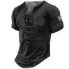 2026 Men's 3D Graphic Henley T-shirt - Casual Sports Short Sleeve