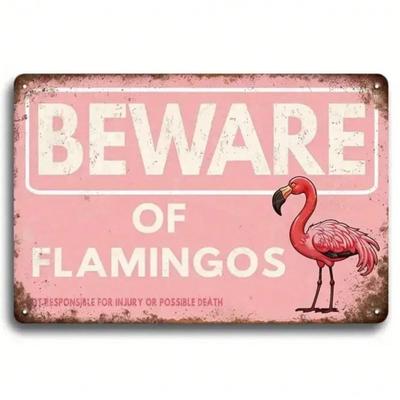 Vintage Flamingo Metallschild Retro Wandkunst Haus Garten Dekoration Blechschild