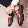 Spring and Autumn European Station British Wind Flower Retro Brock Lace-up Men's Shoes Business Leather Shoes