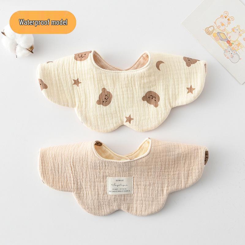 Dwustronny, wodoodporny śliniaczek dla niemowląt w stylu koreańskim z płatkami, wykonany w 100% z gazy bawełnianej