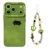 Green Silicone Spring Cat Phone Case with Lanyard, Compatible with iPhone 13, 14, 15, 16 Pro Max, and 17.