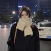 Wind containing wool purple scarf girls autumn and winter white wool warm thickened student scarf