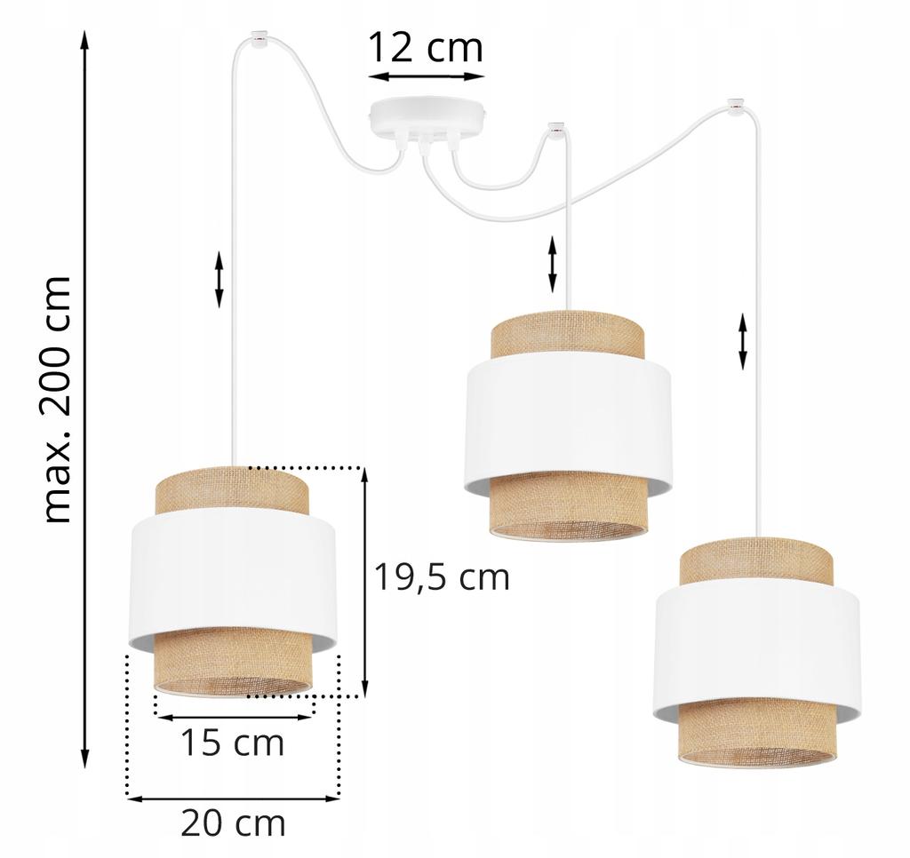 Hanging Lamp, Ceiling Chandelier, Lampshade, Boho Juta