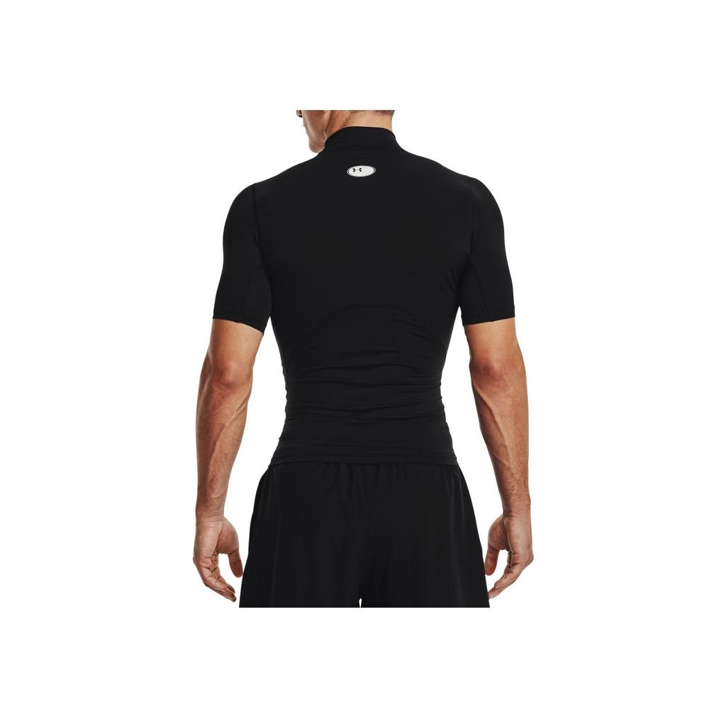Under Armour Jednobarevné kompresní tričko s vysokým krkem a krátkým rukávem Pánské topy Černé 1372586-001