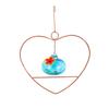 Heart-Shaped Hummingbird Feeder Hanging Water Feeder with Perch Colorful Glass Bottle Wire Frame Hummingbird Feeder for Porch Yard Garden Outdoor