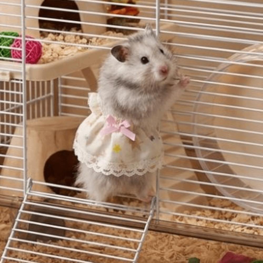 Soft Small Pet Bow Skirt Breathable Hamster Lace Skirt Guinea Pig Princess Dress Birthday Party