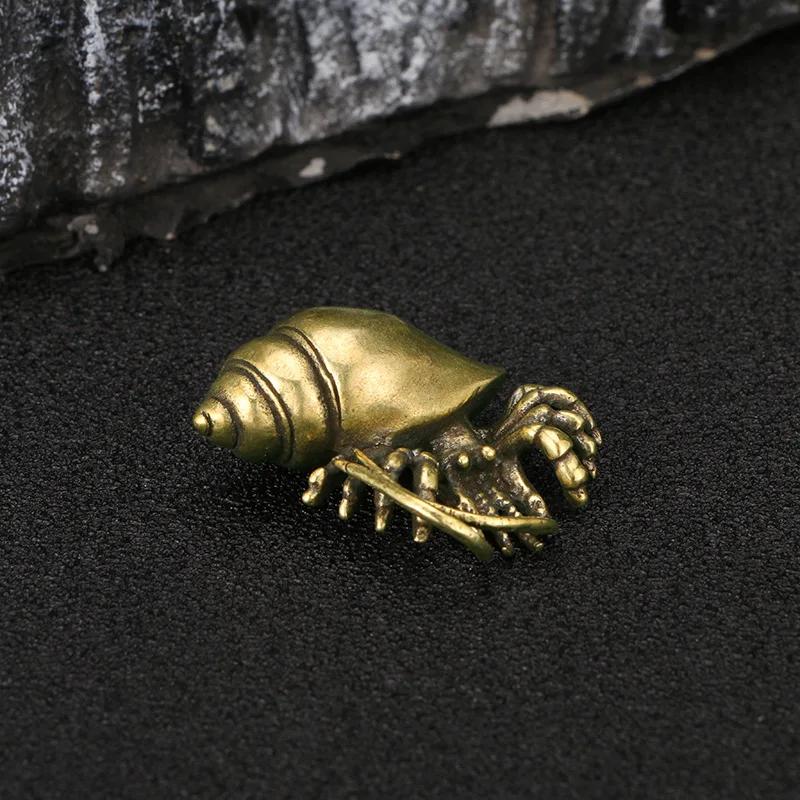 Hermit Crab Metal Figurine Marine Organisms Animal Brass Desk Decoration Vintage Home Decor Souvenir Gift
